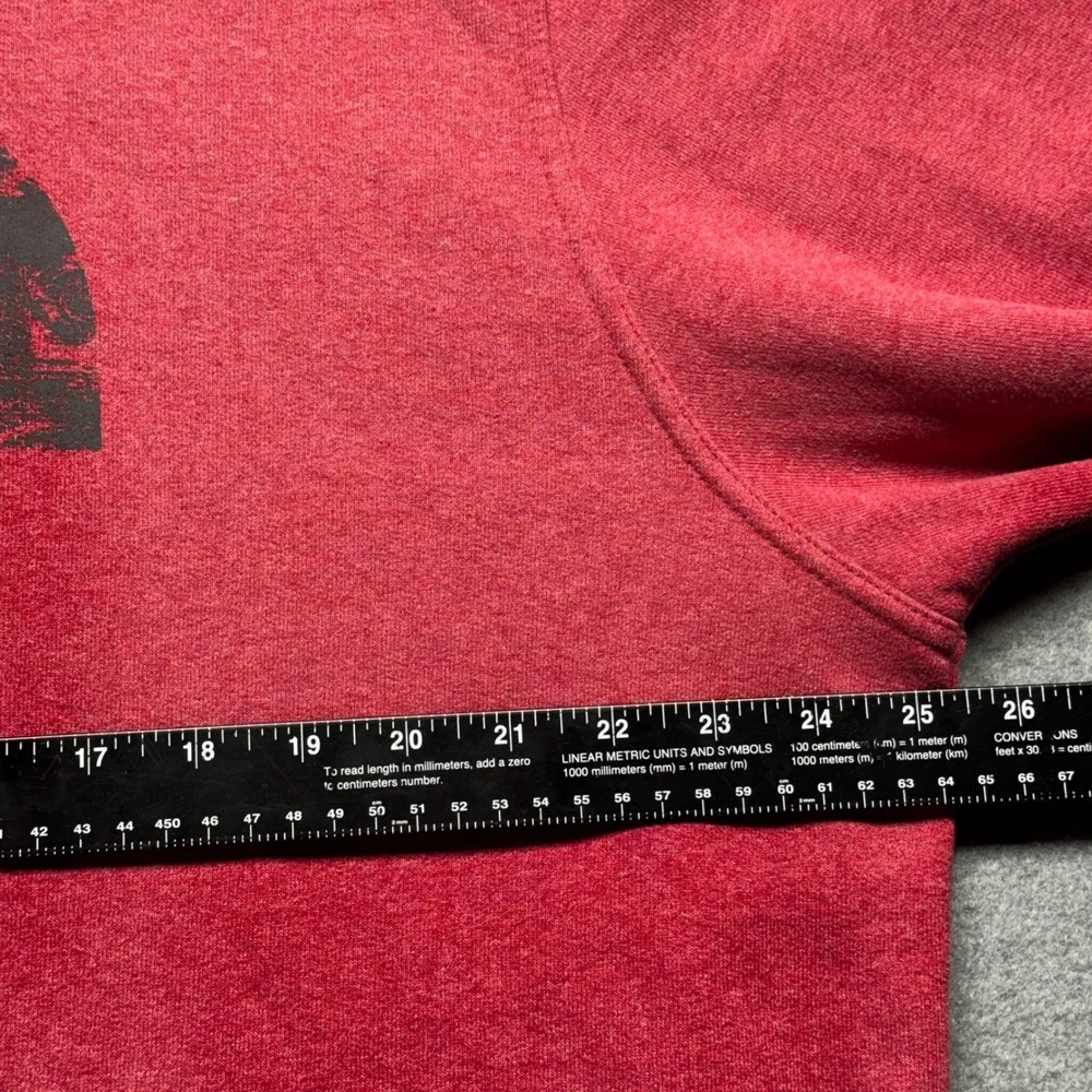 The North Face Mens XL Hoodie Red Pullover Distressed Logo Sweatshirt FA15 SMU